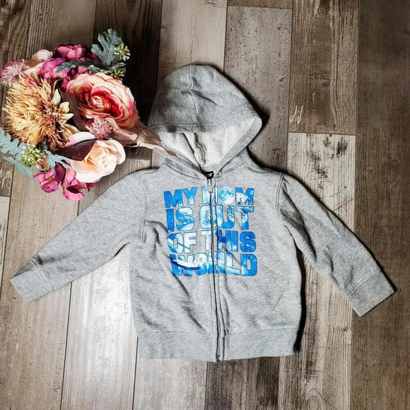 Joe Boxer Gray and Blue Size 18m Toddler Boy Fleece-Lined Zip-Up Hoodie - Picture 2 of 12